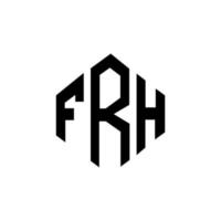 création de logo de lettre frh avec forme de polygone. création de logo en forme de polygone et de cube frh. modèle de logo vectoriel hexagone frh couleurs blanches et noires. monogramme frh, logo d'entreprise et immobilier.