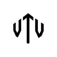création de logo de lettre vtv avec forme de polygone. création de logo en forme de polygone et de cube vtv. modèle de logo vectoriel vtv hexagone couleurs blanches et noires. monogramme vtv, logo d'entreprise et immobilier.
