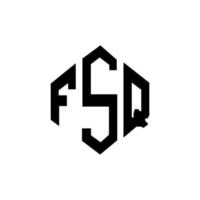 création de logo de lettre fsq avec forme de polygone. création de logo en forme de polygone et de cube fsq. modèle de logo vectoriel hexagone fsq couleurs blanches et noires. monogramme fsq, logo d'entreprise et immobilier.