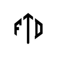 création de logo de lettre ftd avec forme de polygone. création de logo en forme de polygone et de cube ftd. modèle de logo vectoriel hexagone ftd couleurs blanches et noires. monogramme ftd, logo d'entreprise et immobilier.