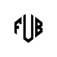 création de logo de lettre fub avec forme de polygone. création de logo en forme de polygone et de cube fub. modèle de logo vectoriel hexagone fub couleurs blanches et noires. monogramme fub, logo d'entreprise et immobilier.