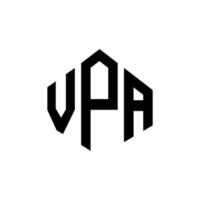 création de logo de lettre vpa avec forme de polygone. création de logo en forme de polygone et de cube vpa. modèle de logo vectoriel vpa hexagone couleurs blanches et noires. monogramme vpa, logo d'entreprise et immobilier.