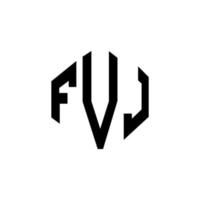 création de logo de lettre fvj avec forme de polygone. création de logo en forme de polygone et de cube fvj. modèle de logo vectoriel hexagone fvj couleurs blanches et noires. monogramme fvj, logo d'entreprise et immobilier.