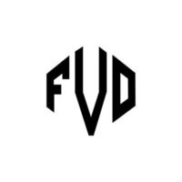 création de logo de lettre fvo avec forme de polygone. création de logo en forme de polygone et de cube fvo. modèle de logo vectoriel hexagonal fvo couleurs blanches et noires. monogramme fvo, logo commercial et immobilier.