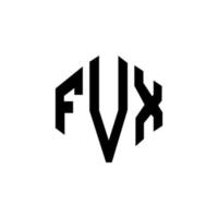 création de logo de lettre fvx avec forme de polygone. création de logo en forme de polygone et de cube fvx. modèle de logo vectoriel fvx hexagone couleurs blanches et noires. monogramme fvx, logo d'entreprise et immobilier.