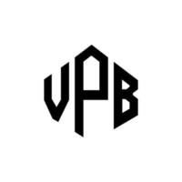 création de logo de lettre vpb avec forme de polygone. création de logo en forme de polygone et de cube vpb. modèle de logo vectoriel vpb hexagone couleurs blanches et noires. monogramme vpb, logo commercial et immobilier.