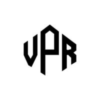 création de logo de lettre vpr avec forme de polygone. création de logo en forme de polygone et de cube vpr. modèle de logo vectoriel vpr hexagone couleurs blanches et noires. monogramme vpr, logo commercial et immobilier.