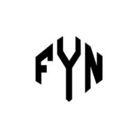 création de logo de lettre fyn avec forme de polygone. création de logo en forme de polygone et de cube fyn. modèle de logo vectoriel fyn hexagone couleurs blanches et noires. monogramme fyn, logo d'entreprise et immobilier.