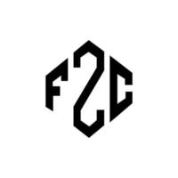 création de logo de lettre fzc avec forme de polygone. création de logo en forme de polygone et de cube fzc. modèle de logo vectoriel hexagone fzc couleurs blanches et noires. monogramme fzc, logo commercial et immobilier.