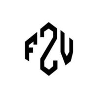 création de logo de lettre fzv avec forme de polygone. création de logo en forme de polygone et de cube fzv. modèle de logo vectoriel hexagone fzv couleurs blanches et noires. monogramme fzv, logo d'entreprise et immobilier.
