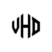 création de logo de lettre vhd avec forme de polygone. création de logo en forme de polygone et de cube vhd. modèle de logo vectoriel vhd hexagone couleurs blanches et noires. monogramme vhd, logo d'entreprise et immobilier.