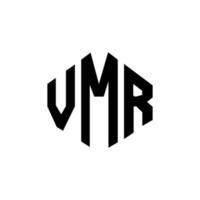 création de logo de lettre vmr avec forme de polygone. création de logo en forme de polygone et de cube vmr. modèle de logo vectoriel vmr hexagone couleurs blanches et noires. monogramme vmr, logo commercial et immobilier.