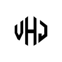 création de logo de lettre vhj avec forme de polygone. création de logo en forme de polygone et de cube vhj. modèle de logo vectoriel vhj hexagone couleurs blanches et noires. monogramme vhj, logo d'entreprise et immobilier.