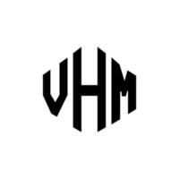 création de logo de lettre vhm avec forme de polygone. création de logo en forme de polygone et de cube vhm. modèle de logo vectoriel vhm hexagone couleurs blanches et noires. monogramme vhm, logo d'entreprise et immobilier.