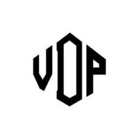 création de logo de lettre vdp avec forme de polygone. création de logo en forme de polygone et de cube vdp. modèle de logo vectoriel vdp hexagone couleurs blanches et noires. monogramme vdp, logo d'entreprise et immobilier.
