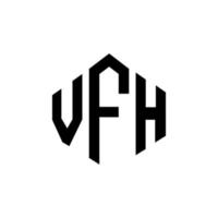 création de logo de lettre vfh avec forme de polygone. création de logo en forme de polygone et de cube vfh. modèle de logo vectoriel vfh hexagone couleurs blanches et noires. monogramme vfh, logo d'entreprise et immobilier.