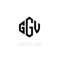 création de logo de lettre ggv avec forme de polygone. création de logo en forme de polygone et de cube ggv. modèle de logo vectoriel hexagone ggv couleurs blanches et noires. monogramme ggv, logo commercial et immobilier.