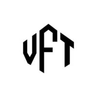 création de logo de lettre vft avec forme de polygone. création de logo en forme de polygone et de cube vft. modèle de logo vectoriel vft hexagone couleurs blanches et noires. monogramme vft, logo d'entreprise et immobilier.