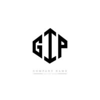 création de logo de lettre gip avec forme de polygone. création de logo en forme de polygone et de cube gip. modèle de logo vectoriel gip hexagone couleurs blanches et noires. monogramme gip, logo d'entreprise et immobilier.
