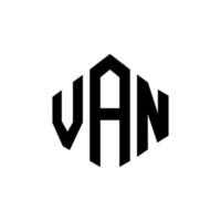 création de logo de lettre van avec forme de polygone. création de logo en forme de polygone et de cube van. modèle de logo vectoriel van hexagone couleurs blanches et noires. monogramme van, logo d'entreprise et immobilier.