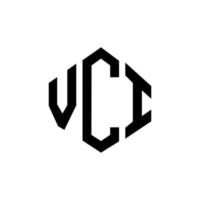 création de logo de lettre vci avec forme de polygone. création de logo en forme de polygone et de cube vci. modèle de logo vectoriel vci hexagone couleurs blanches et noires. monogramme vci, logo d'entreprise et immobilier.