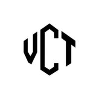 création de logo de lettre vct avec forme de polygone. création de logo en forme de polygone et de cube vct. modèle de logo vectoriel vct hexagone couleurs blanches et noires. monogramme vct, logo d'entreprise et immobilier.