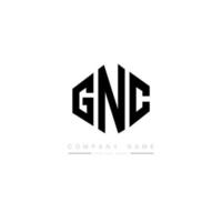 création de logo de lettre gnc avec forme de polygone. création de logo en forme de polygone et de cube gnc. modèle de logo vectoriel hexagone gnc couleurs blanches et noires. monogramme gnc, logo d'entreprise et immobilier.