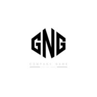 création de logo de lettre gng avec forme de polygone. création de logo en forme de polygone et de cube gng. modèle de logo vectoriel hexagone gng couleurs blanches et noires. monogramme gng, logo d'entreprise et immobilier.