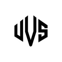 création de logo de lettre uvs avec forme de polygone. création de logo en forme de polygone et de cube uvs. modèle de logo vectoriel uvs hexagone couleurs blanches et noires. monogramme uvs, logo d'entreprise et immobilier.