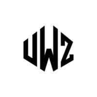 création de logo de lettre uwz avec forme de polygone. création de logo en forme de polygone et de cube uwz. modèle de logo vectoriel uwz hexagone couleurs blanches et noires. monogramme uwz, logo d'entreprise et immobilier.