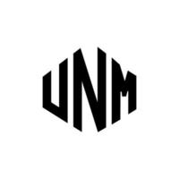 création de logo de lettre unm avec forme de polygone. création de logo en forme de polygone et de cube unm. modèle de logo vectoriel hexagone unm couleurs blanches et noires. monogramme unm, logo d'entreprise et immobilier.