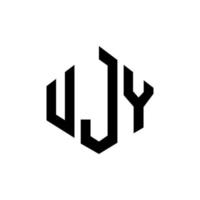 création de logo de lettre ujy avec forme de polygone. création de logo en forme de polygone et de cube ujy. modèle de logo vectoriel hexagone ujy couleurs blanches et noires. monogramme ujy, logo d'entreprise et immobilier.