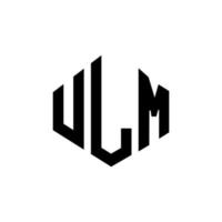 création de logo de lettre ulm avec forme de polygone. création de logo en forme de polygone et de cube ulm. modèle de logo vectoriel ulm hexagone couleurs blanches et noires. monogramme ulm, logo commercial et immobilier.