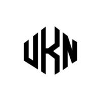 création de logo de lettre ukn avec forme de polygone. création de logo en forme de polygone et de cube ukn. modèle de logo vectoriel hexagone ukn couleurs blanches et noires. monogramme ukn, logo d'entreprise et immobilier.