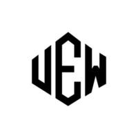 création de logo de lettre uew avec forme de polygone. création de logo en forme de polygone et de cube. uew modèle de logo vectoriel hexagone couleurs blanches et noires. uew monogramme, logo d'entreprise et immobilier.