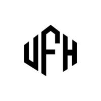 création de logo de lettre ufh avec forme de polygone. création de logo en forme de polygone et de cube ufh. modèle de logo vectoriel hexagonal ufh couleurs blanches et noires. monogramme ufh, logo d'entreprise et immobilier.