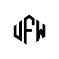 création de logo de lettre ufw avec forme de polygone. création de logo en forme de polygone et de cube ufw. modèle de logo vectoriel hexagonal ufw couleurs blanches et noires. monogramme ufw, logo commercial et immobilier.