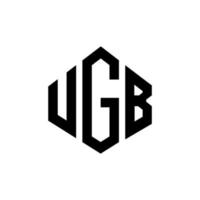 création de logo de lettre ugb avec forme de polygone. création de logo en forme de polygone et de cube ugb. modèle de logo vectoriel hexagone ugb couleurs blanches et noires. monogramme ugb, logo commercial et immobilier.