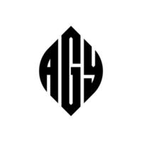 création de logo de lettre de cercle agy avec forme de cercle et d'ellipse. lettres d'ellipse agy avec style typographique. les trois initiales forment un logo circulaire. agy cercle emblème abstrait monogramme lettre marque vecteur. vecteur