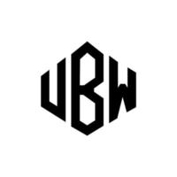 création de logo de lettre ubw avec forme de polygone. création de logo en forme de polygone et de cube ubw. modèle de logo vectoriel hexagone ubw couleurs blanches et noires. monogramme ubw, logo d'entreprise et immobilier.