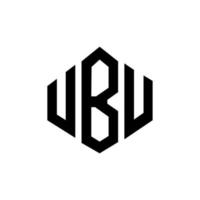 création de logo de lettre ubu avec forme de polygone. création de logo en forme de polygone et de cube ubu. modèle de logo vectoriel ubu hexagone couleurs blanches et noires. monogramme ubu, logo d'entreprise et immobilier.