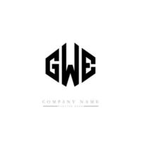 création de logo de lettre gwe avec forme de polygone. création de logo en forme de polygone et de cube gwe. modèle de logo vectoriel hexagone gwe couleurs blanches et noires. monogramme gwe, logo d'entreprise et immobilier.