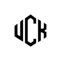 création de logo de lettre uck avec forme de polygone. création de logo en forme de polygone et de cube. modèle de logo vectoriel uck hexagone couleurs blanches et noires. monogramme uck, logo d'entreprise et immobilier.