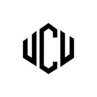 création de logo de lettre ucu avec forme de polygone. création de logo en forme de polygone et de cube ucu. modèle de logo vectoriel ucu hexagone couleurs blanches et noires. monogramme ucu, logo d'entreprise et immobilier.