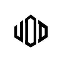 création de logo de lettre udd avec forme de polygone. création de logo en forme de polygone et de cube udd. modèle de logo vectoriel udd hexagone couleurs blanches et noires. monogramme udd, logo d'entreprise et immobilier.