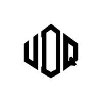 création de logo de lettre udq avec forme de polygone. création de logo en forme de polygone et de cube udq. modèle de logo vectoriel udq hexagone couleurs blanches et noires. monogramme udq, logo d'entreprise et immobilier.
