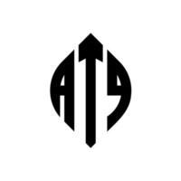 création de logo de lettre de cercle atq avec forme de cercle et d'ellipse. lettres atq ellipse avec style typographique. les trois initiales forment un logo circulaire. atq cercle emblème abstrait monogramme lettre marque vecteur. vecteur