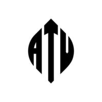 création de logo de lettre de cercle atv avec forme de cercle et d'ellipse. lettres d'ellipse atv avec style typographique. les trois initiales forment un logo circulaire. vecteur de marque de lettre de monogramme abstrait d'emblème de cercle de vtt.