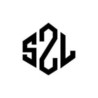 création de logo de lettre szl avec forme de polygone. création de logo en forme de polygone et de cube szl. modèle de logo vectoriel hexagone szl couleurs blanches et noires. monogramme szl, logo d'entreprise et immobilier.