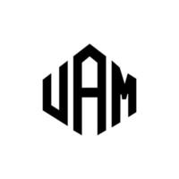 création de logo de lettre uam avec forme de polygone. création de logo en forme de polygone et de cube uam. modèle de logo vectoriel uam hexagone couleurs blanches et noires. monogramme uam, logo d'entreprise et immobilier.